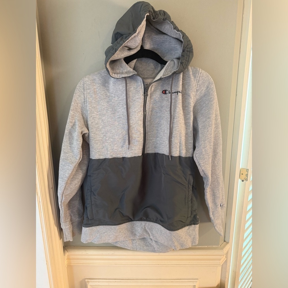 Champion Colorblock Gray Zip Hoodie Jacket Men’s Small – Nylon Panel - Picture 1 of 8